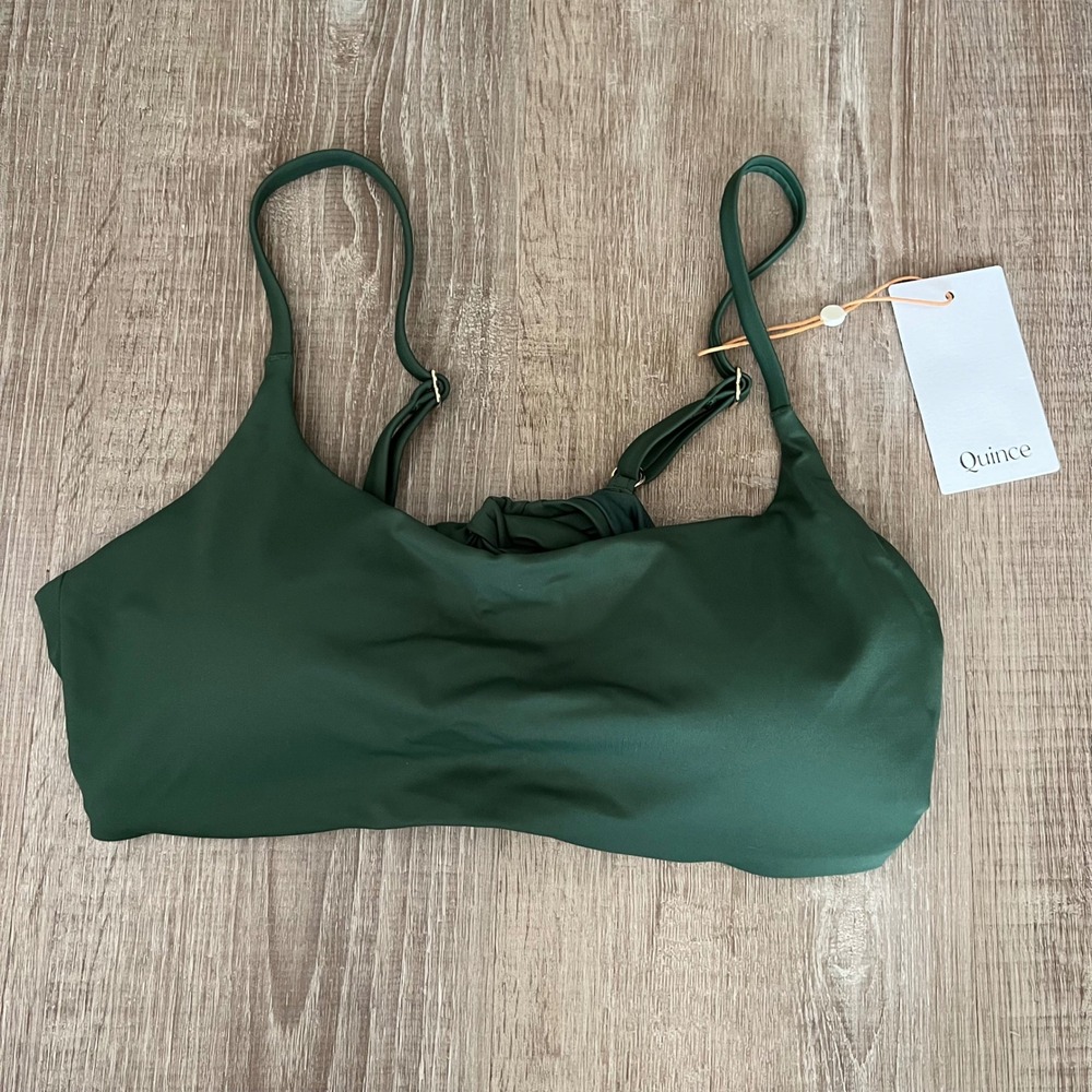 NWT Quince Italian Scoop Neck Bikini Top XL Palm Green Vacation Swim Beach